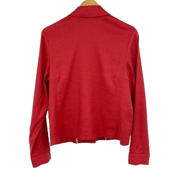 *CAbi Valentine Red Linen Blend Jacket Blazer Womens Size M Button Long Slv 5472 - Picture 4 of 7